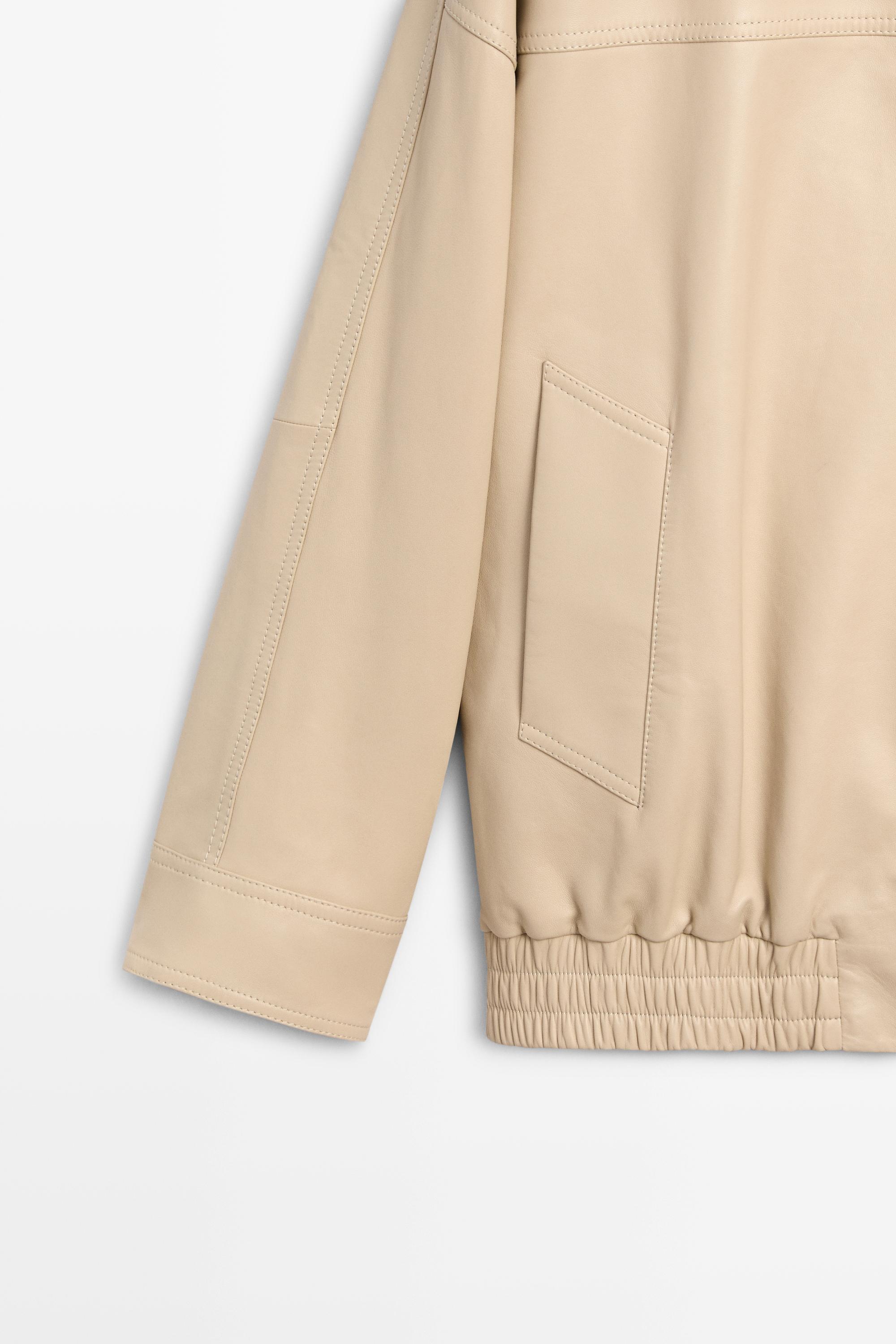 Elastic hem leather jacket
